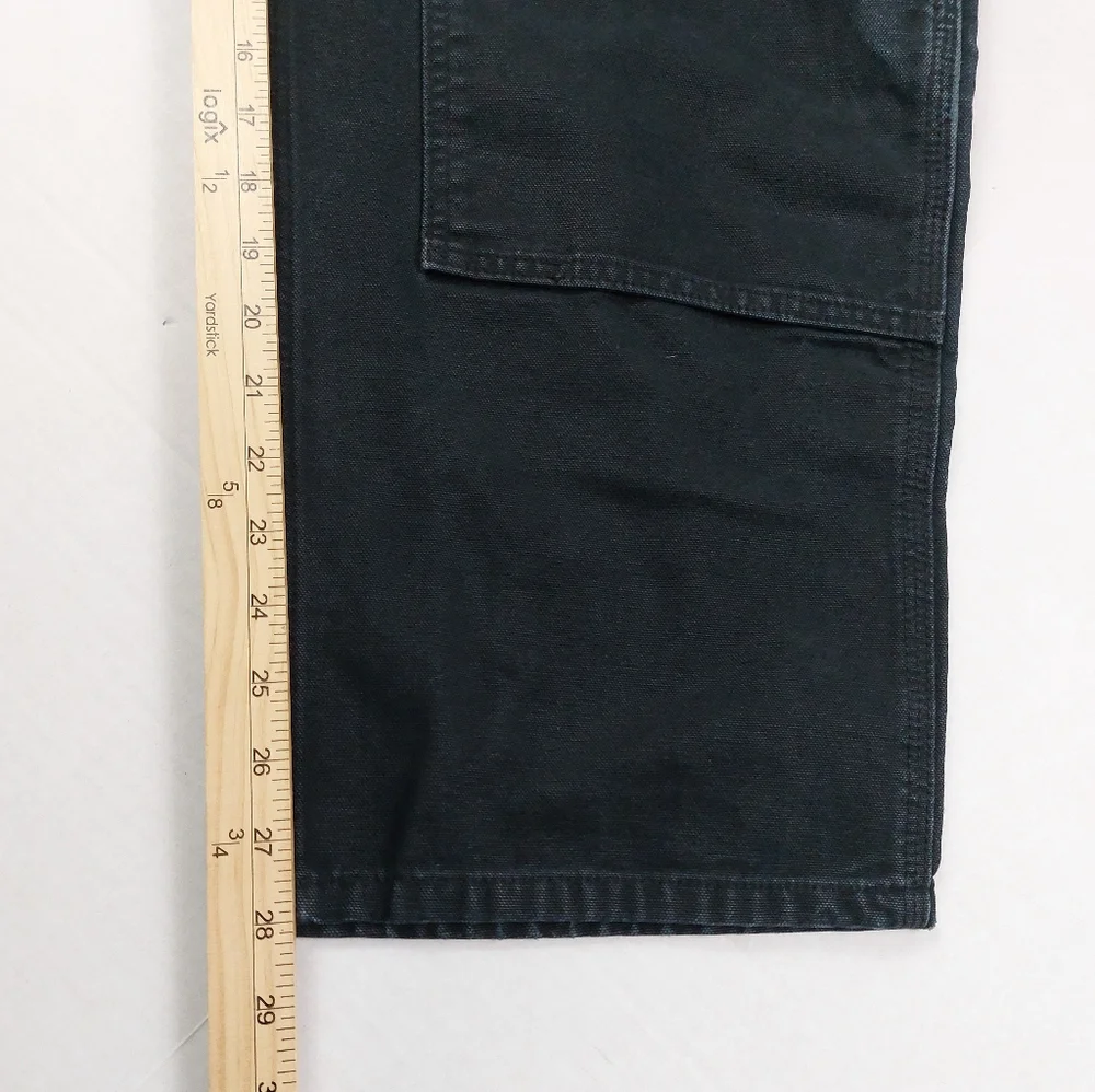 Carhartt Duck Double Knee Dungaree Mens 40x30 Black Loose Fit Pants B136 BLK